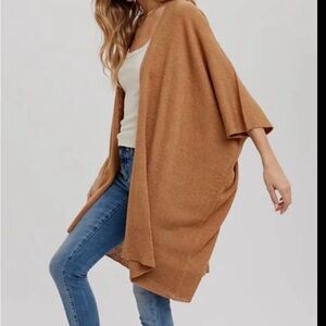 Summer & Rose Camel Open-Front Poncho